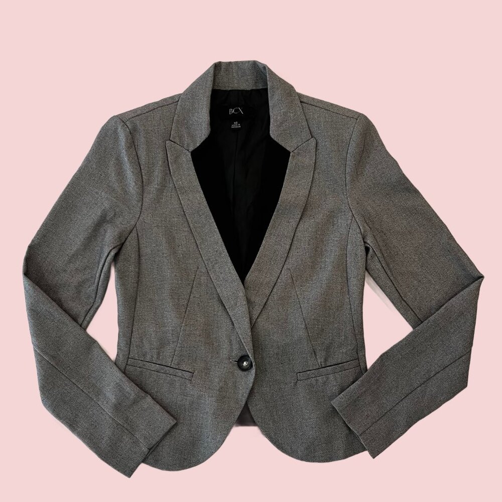 Women's Sweater BCX Grey Blazer Size XS Work Office